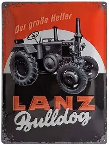 Plaque métal publicitaire 20x30cm bombée en relief : Tracteur
