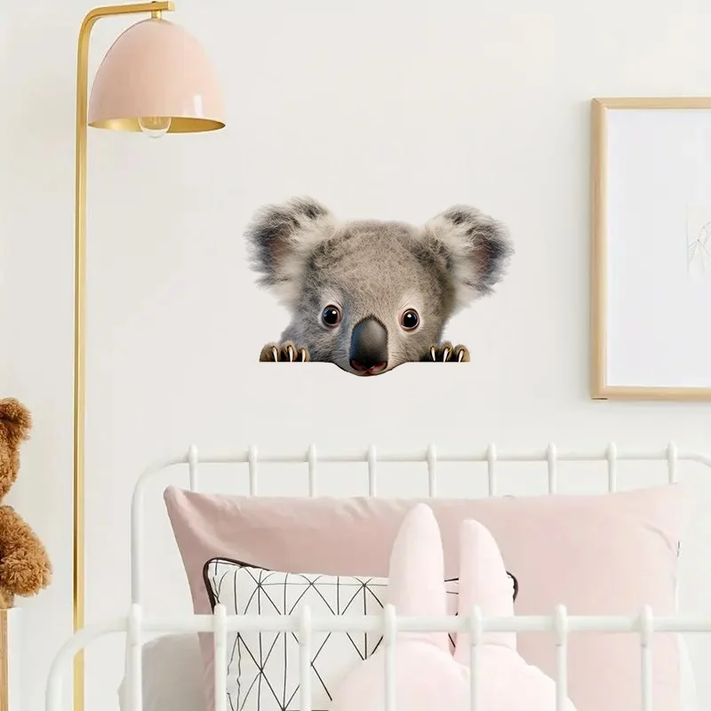 90970# Cute Koala Peeking Out with Big Eyes Toilet Stickers Bright Wall for Home Cabinet Door Decoration Vinyl Car Decals