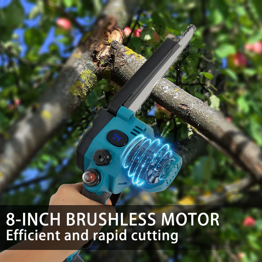 8 Inch Brushless Electric Chainsaw Cordless Rechargeable Chain Saw Woodworking Garden Pruning Saw Tool for Makita 18V Battery electric chainsaw electric saw
