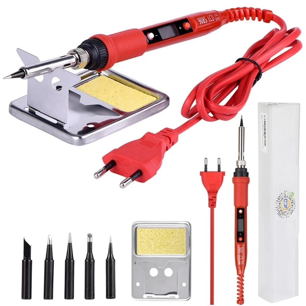 JCD 80W Soldering Iron 908S LCD Digital Display Adjustable Temperature 220V/110V Solder Station Welding Repair Tool Kit jcd soldering iron sponge professional tin electric bread adjustable temperature 80w 110v 220v lead free welding repair tool