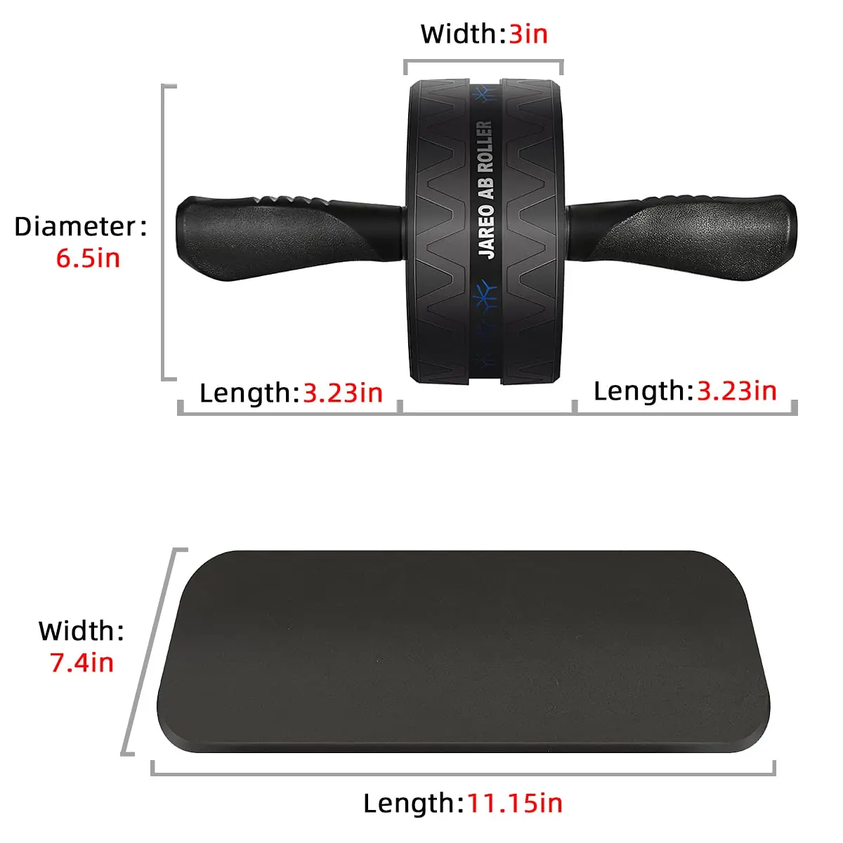 Ab Roller Wheel Kit, Exercise Wheel Core Strength Training Abdominal Roller Set with Push Up Bars, Resistance Bands, Knee Mat