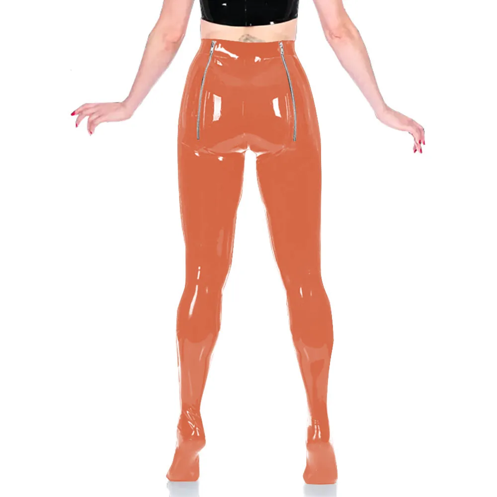 PVC Unisex Sexy Adult Exotic Bottoms Sissy Wetlook Women Zip Open Buttocks Fetish Bodycon Faux Latex Pencil Pants Plus Size 7XL