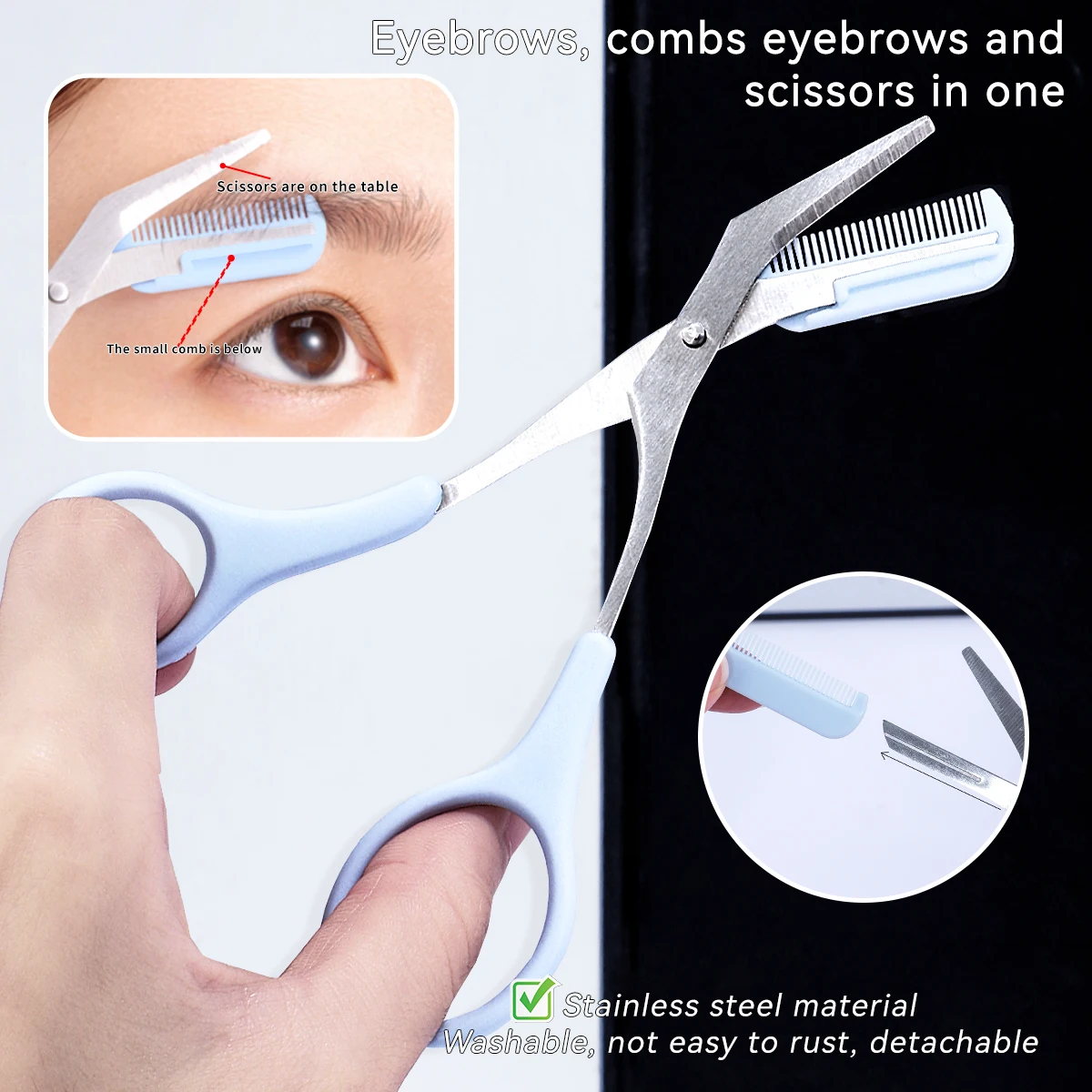 1PC eyebrow trimmer, professional eyebrow trimmer with comb eyebrow scissors, suitable for men and women, Christmas gift.