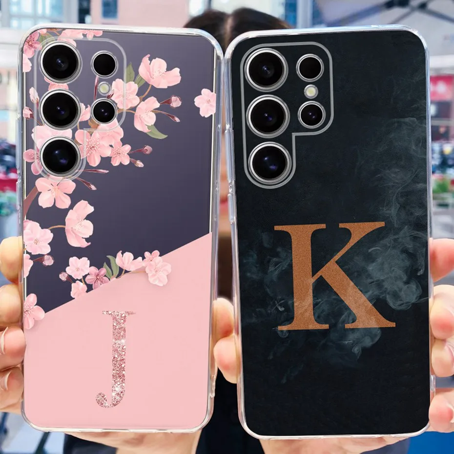 Custodia Per Samsung Galaxy S24 Ultra S24 + S24 2024 Fashion Flower Letter Soft Silicone Tpu Bumper Per Samsung S24 Plus S 24 24 Ultra