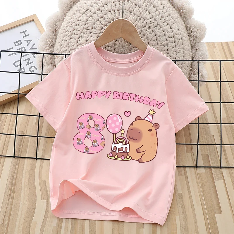Capybara Cartoon Anime Short Sleeve Birthday T-Shirts