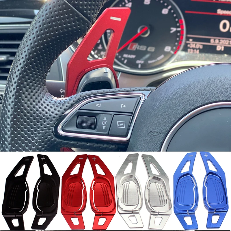 Car Steering Wheel Paddle Extension Shifters Shift Sticker Decoration For Audi S3/RS3 2015-Red Black Silver carbon fiber paddle shift