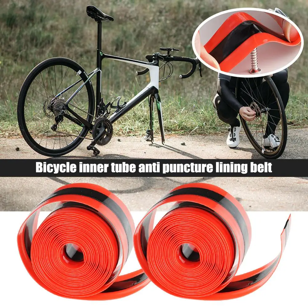 2 stücke MTB Fahrrad Innenrohr Anti Punktion Futter Gürtel Rot Farbe Fahrrad Reifen Schutz Beweis 700C Rennrad Gürtel rohr Schutz Hahn