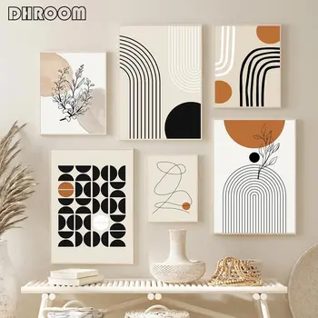 Abstract Line Poster Beige Boho Canvas Painting for Livingroom Bedroom Wall Art Print Pictures Interior Home decor Decoration 1