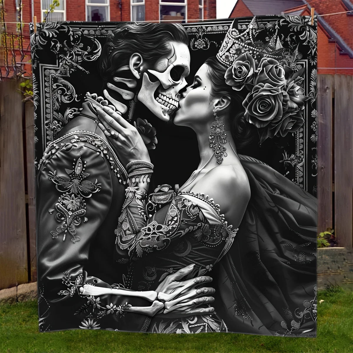 Elegant Gothic Skeleton Couple Blanket - Soft, Cozy, Stylish Decor for Ultimate Home Comfort and Ideal Gift Choice 3