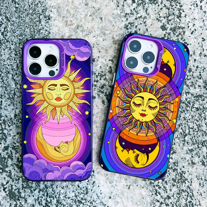 Funny Sun and Moon Face Shockproof Laser Phone Case