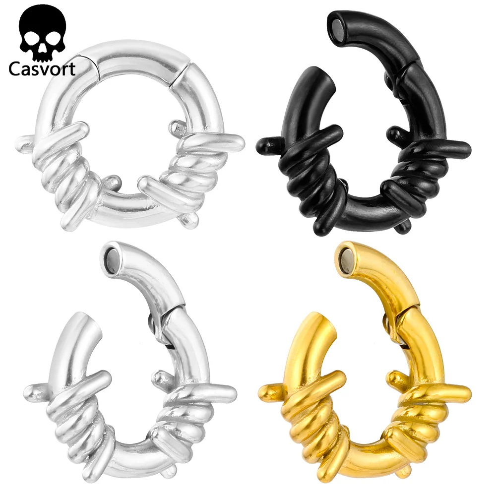 CasvortStainlessSteelRoundMarkEarWeightsHangersForStretched