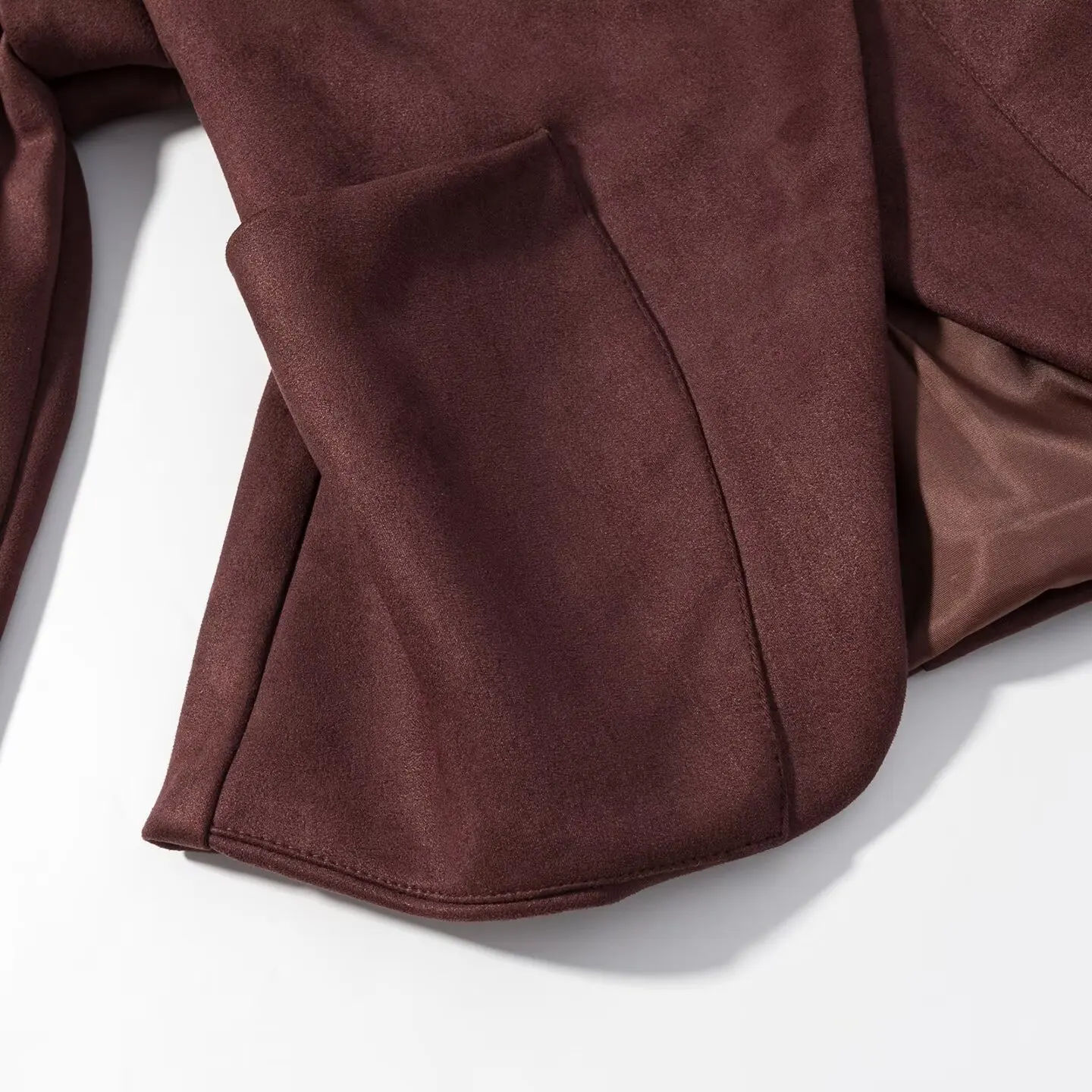 Women Maillard Style Shawl Collar Faux Suede Blazer Jacket Wide Shoulder One Button Elastic Back Slim Waist Autumn Winter Coat