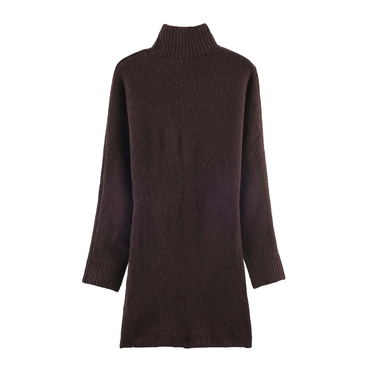 Women Autumn Winter Sweater Knitted Dresses For Women Fashion Turtleneck Long Sleeve Short Dress Ladies Warm Split Sweater Dress