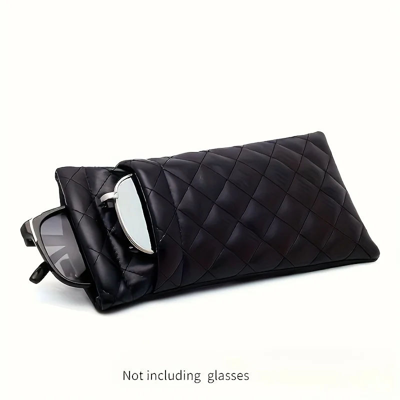 Soft Touch Quilted Leather Glasses Case - Pink and Black Design, Unisex Protective Travel Bag