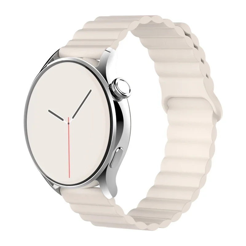 Universal Magnetic Loop Silicone Smartwatch Strap – 20mm/22mm Band with Adjustable Link Bracelet Design