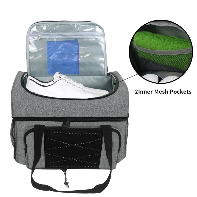 Bowling Bag Portable Tote for 2 Balls with Padded Ball Holder for Double Ball and Pair of Shoes up to Mens bowling accessories