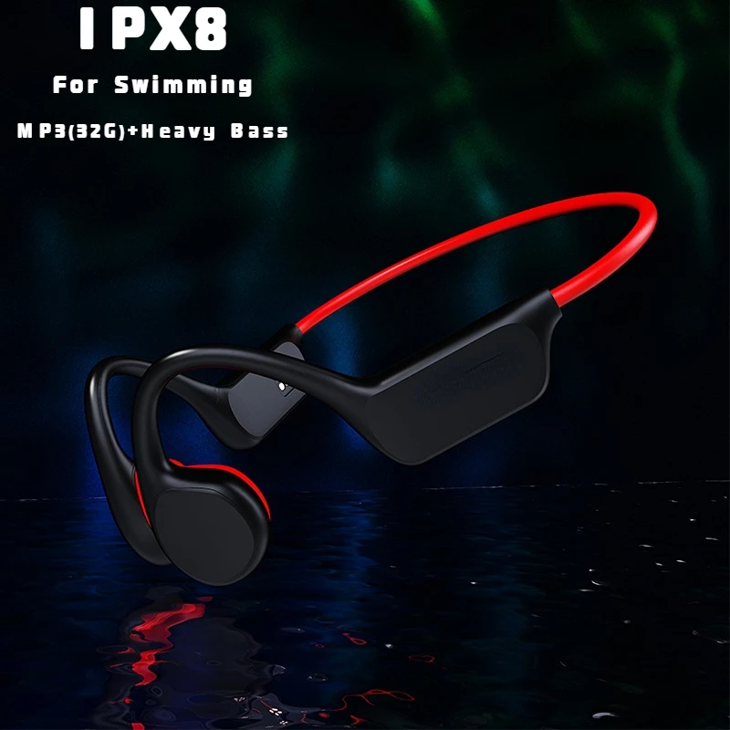 New Bone Conduction Bluetooth Headset IPX8 Sweatproof Waterproof Swimming Headset 32GB RAM Wireless Stereo Outdoor Sport Headset