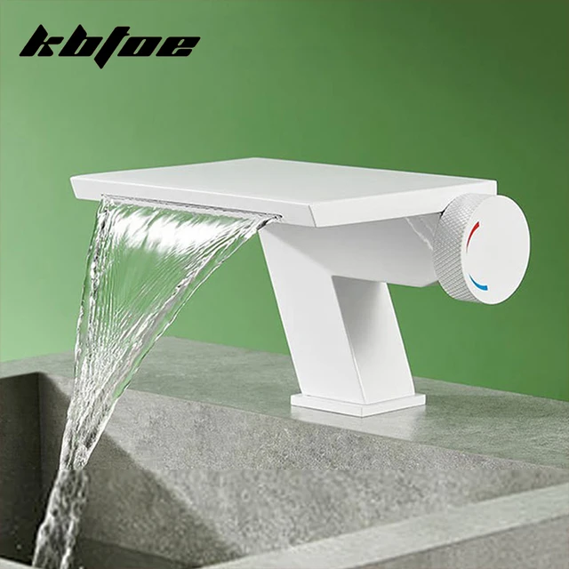 ก๊อกน้ำแบบติดตั้งบนเคาน์เตอร์ สีเทาปืน/สีทองขัดเงา สำหรับอ่างล้างหน้าในห้องน้ำ แบบน้ำร้อนน้ำเย็น พร้อมปุ่มควบคุม  สำหรับอ่างล้างหน้าในห้องน้ำ  แบบติดตั้งบนเคาน์เตอร์  สไตล์โมเดิร์น 1