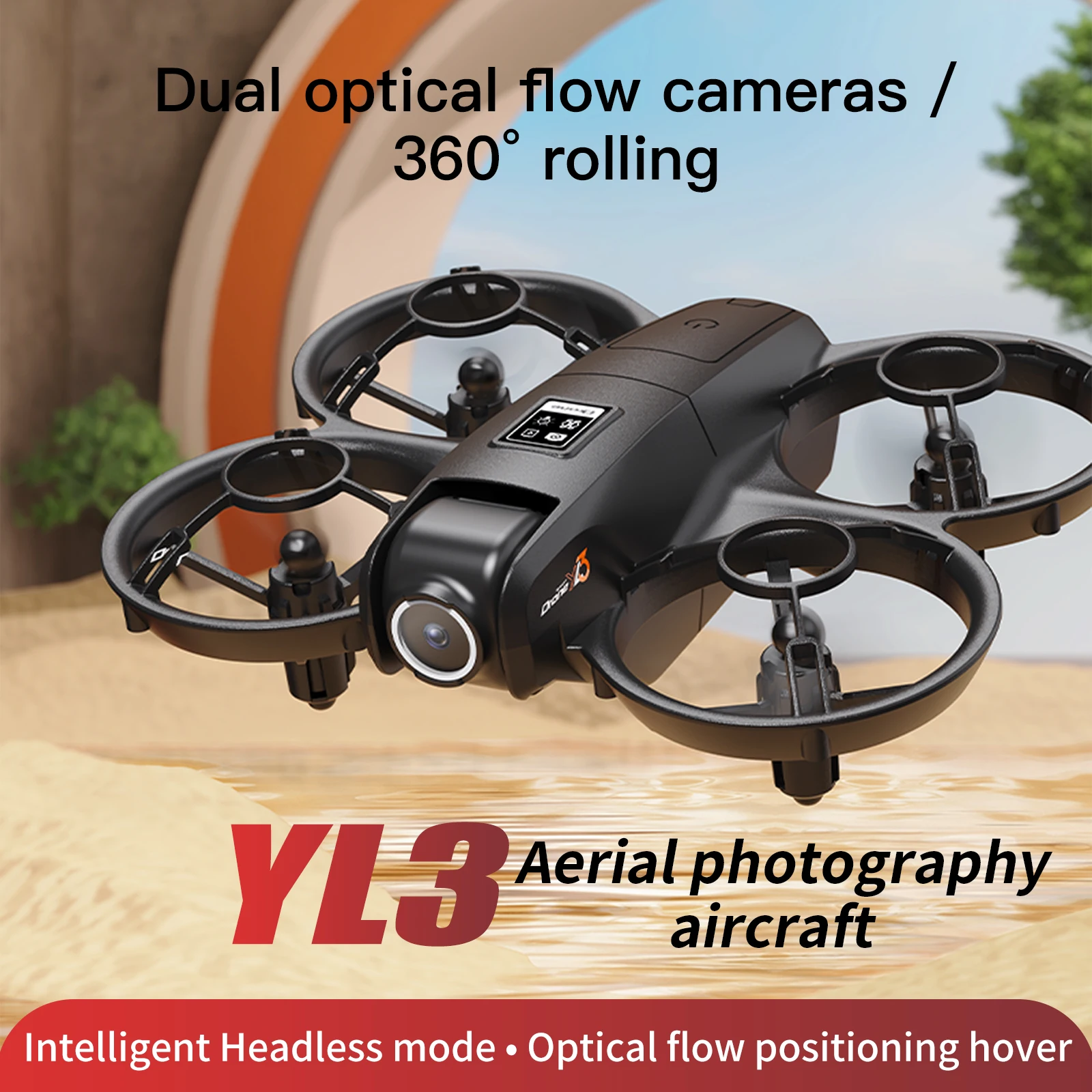 Drone 4K avec caméra HD et télécommande posé sur une surface, montrant son design compact et ses hélices