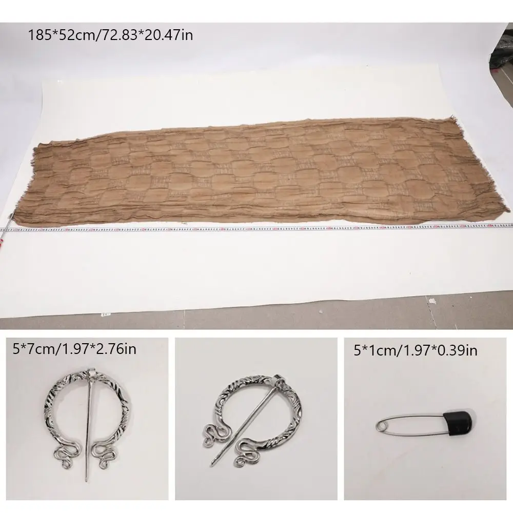 Medieval Style Cloak Cape Scarf with Viking Brooch
