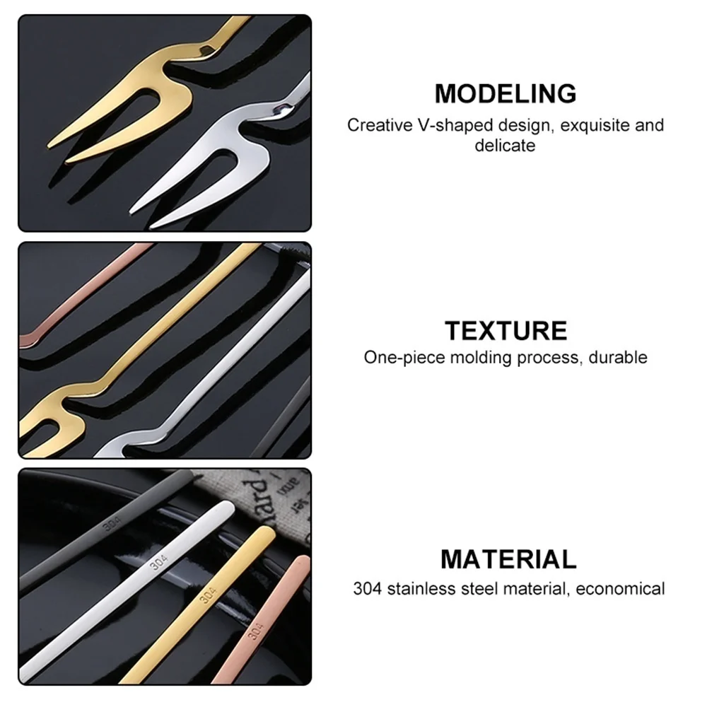 Stainless Steel Fruit Forks Pickle Forks Cocktail Salad Dessert Cake Forks Tableware For Banquet Party Seafood Dinner