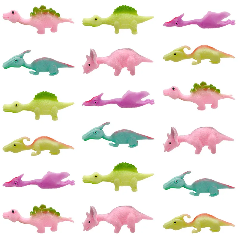 Sling Shot Toys,Slingshot Dinosaur Finger Toys,Mini Flying Rubber Animals  Finger Rockets Game for Kids Dinosaur Party Decorations (10pcs-Random Color