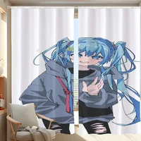Window Kitchen Curtains for Living Room 2 Pieces Blackout Curtains Door Curtain  Hatsune M-mikus Bedroom Decoration Partition 1
