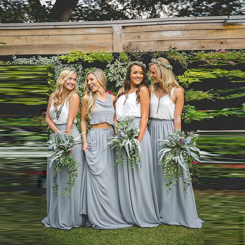 

Country Garden Bridesmaid Skirts Long faldas Chiffon Maxi Skirt Flooor Length Party Skirts Women Saia юбка женская