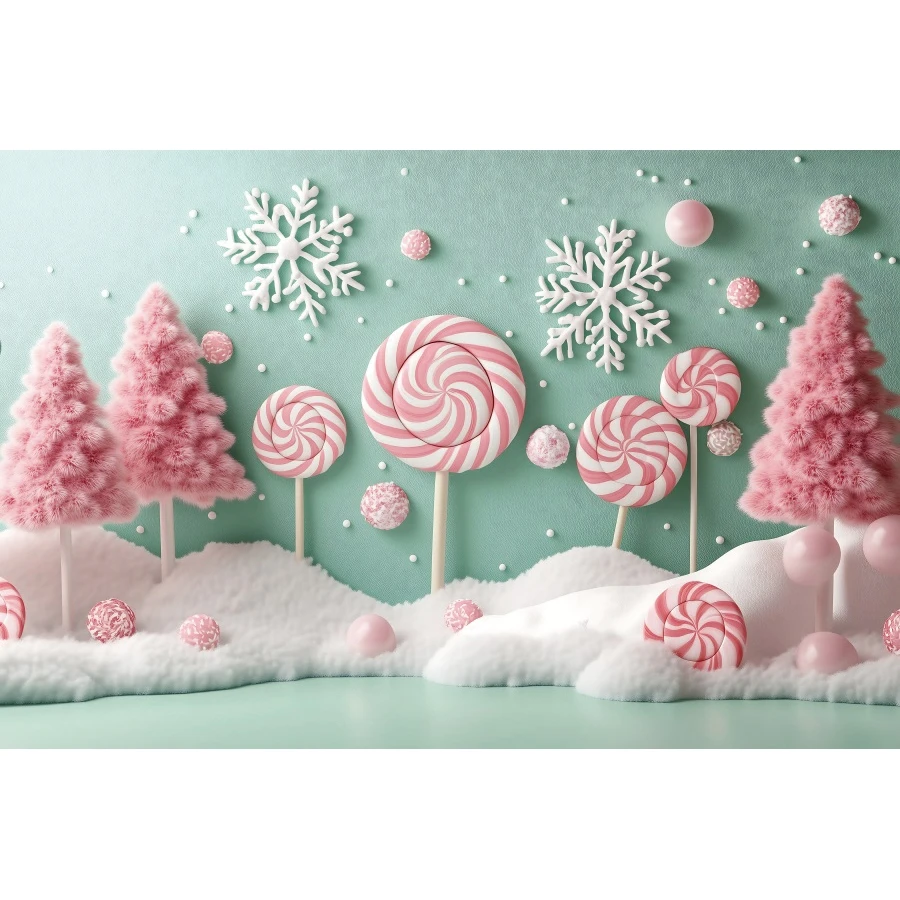Christmas Sweet Candy Photography Backdrop Lollipop Snowflake Pink Tree  Kids Festivial Portrait Decor Background Studio Props - AliExpress, image size:900x900