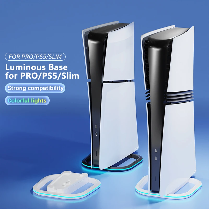 RGB Vertical Stand for Gaming Console with Anti-Slip Pad and 7 LED Light Modes