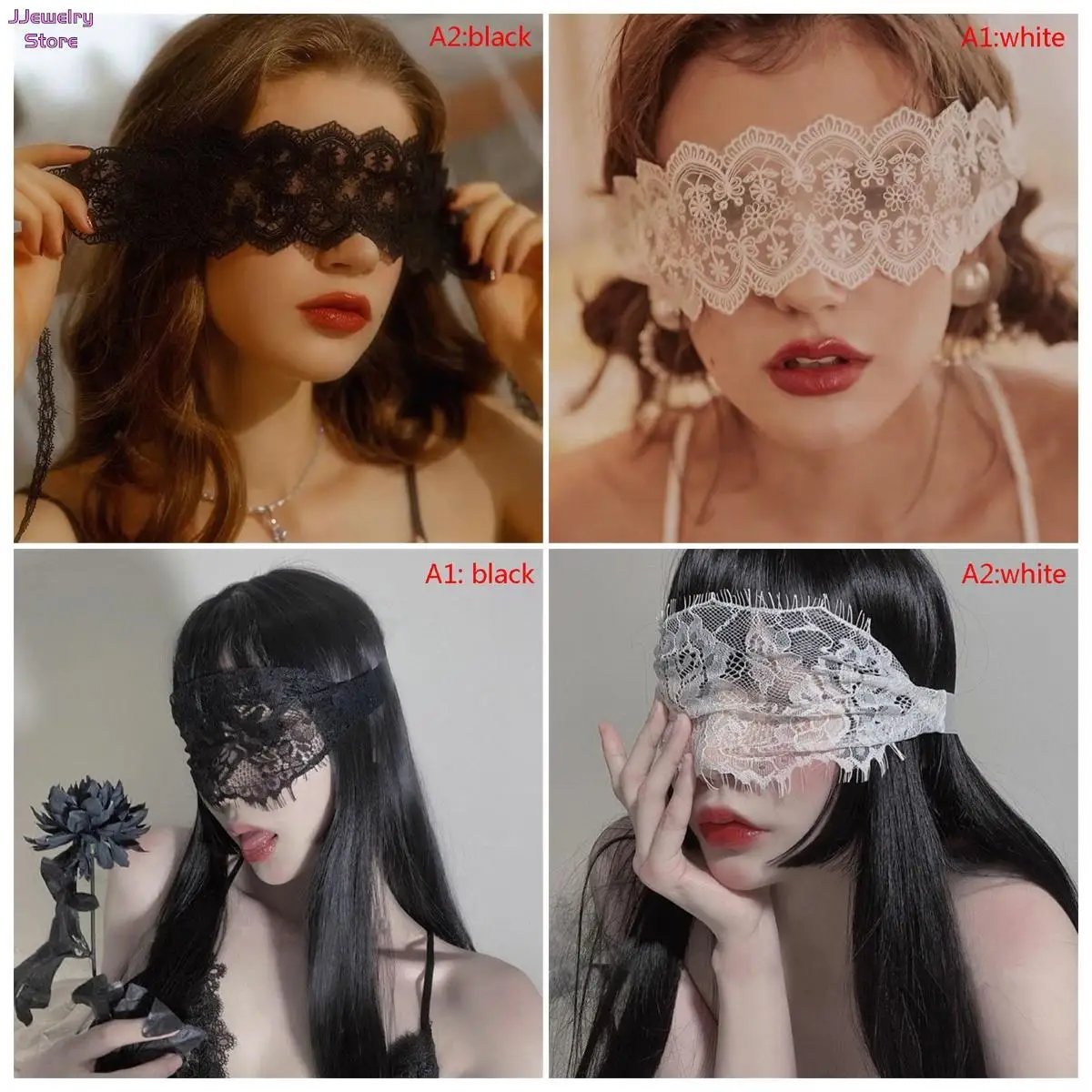 Half Face Mask 1pc Lady Sexy Lace Eye Mask Black White Cutout