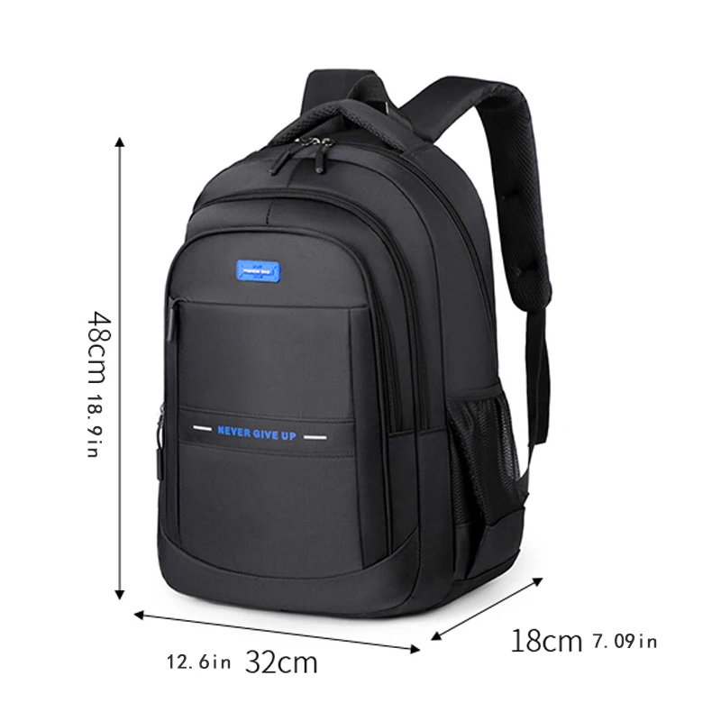 Large-capacity travel backpack with padded shoulder straps, suitable for business people, featuring mesh side pockets and reinfo