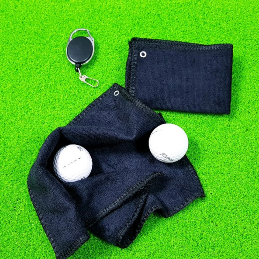 Microfiber Golf Tower Outdoor Sports Accessories Deep Cleaner Golf Ball Cleaning Towels with Hook Lanyard Hole