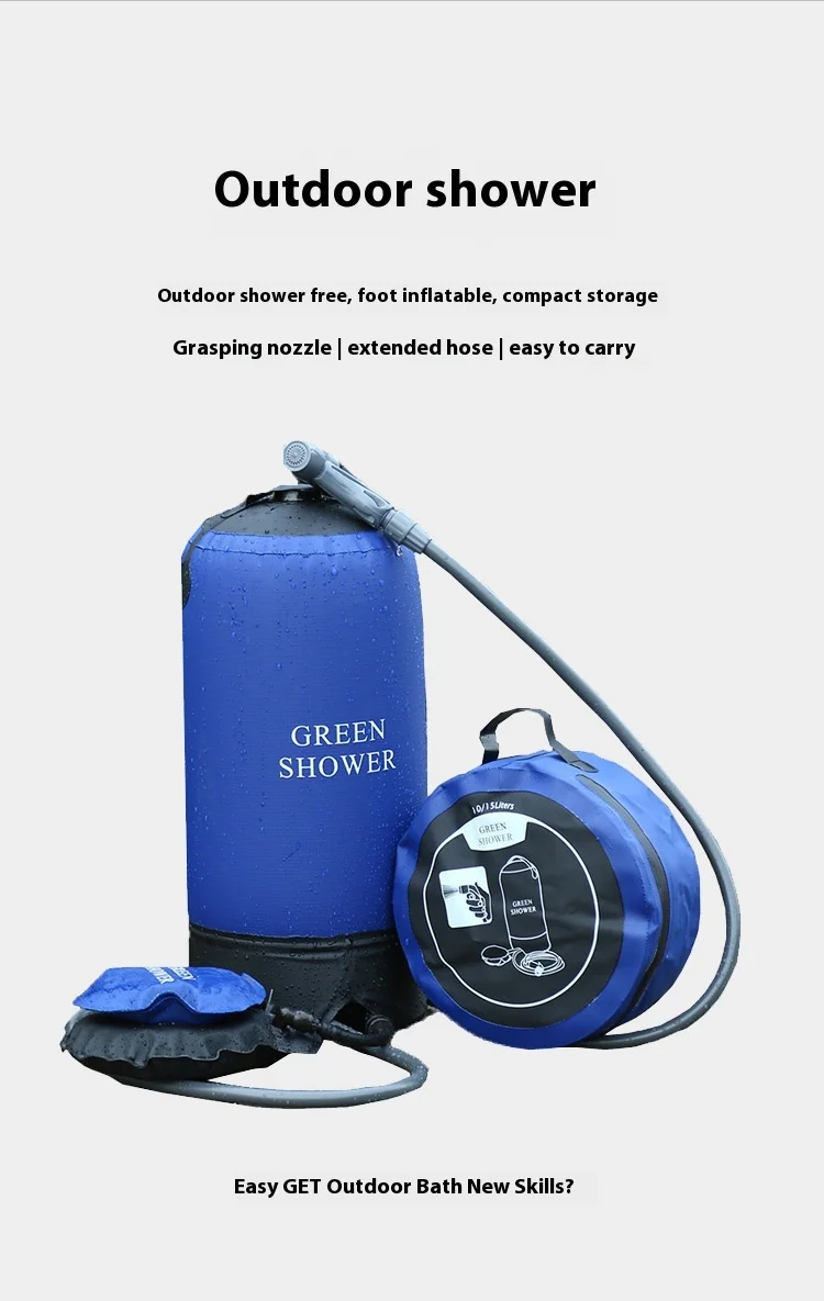 Description Picture 3 of itemLohascamping Camping Pressure Shower with Foot Pump Lightweight Outdoor Inflatable Shower Pressure Shower Water Bag Bathing