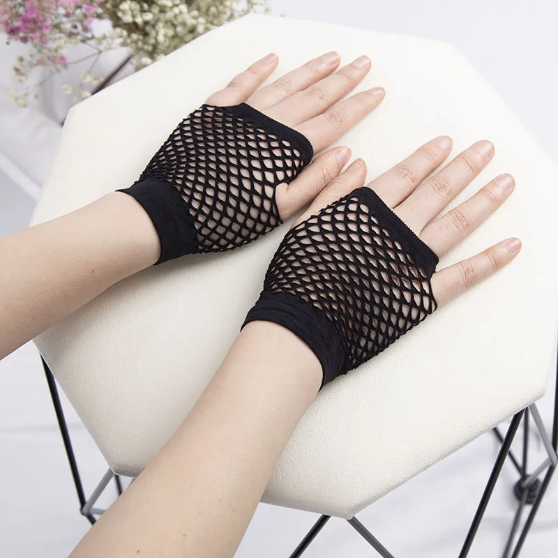 Guanti A Rete Senza Dita - 2 Paia (lunghi E Corti) Neri, Stile Anni 80 Per Feste E Costume - Foto 13