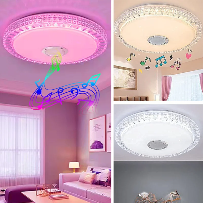 Plafonnier LED TEMPSA RGB 60W - Musique Bluetooth Et Haut-Parleur Intégré - 102 LED