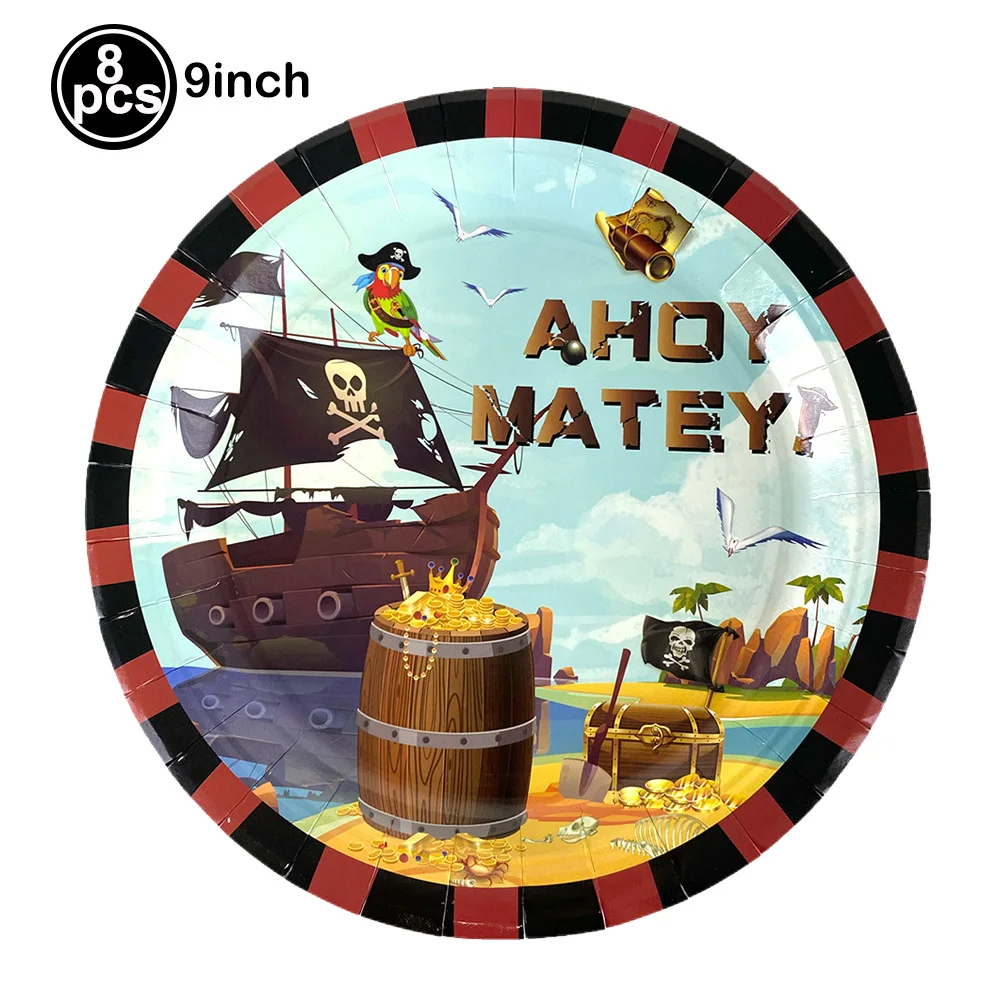 Pirate Treasure-Themed Disposable Party Tableware Set