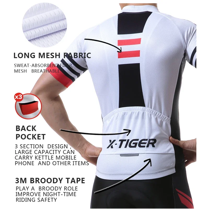 X-TIGER Cycling Bib Shorts Set 3D Breathable Jersey Pants High - Main Image