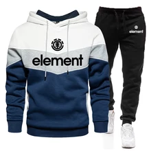 

2021 New Letter ELEMENT Men Hoodies Sweatshirt+Sweatpants Suit Autumn Winter Sportswear Sets Tracksuit Men's Pullover Jacket Set
