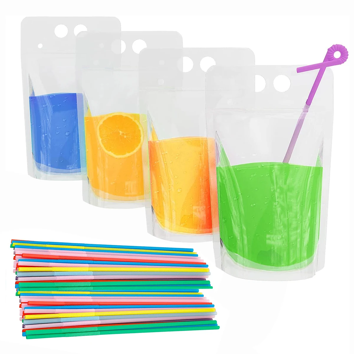 Drink Pouches With Straw Reclosable Ice Drink Pouches Smoothie Bags With  Drinking Straws Reusable Juice Pouch – ligoutrade