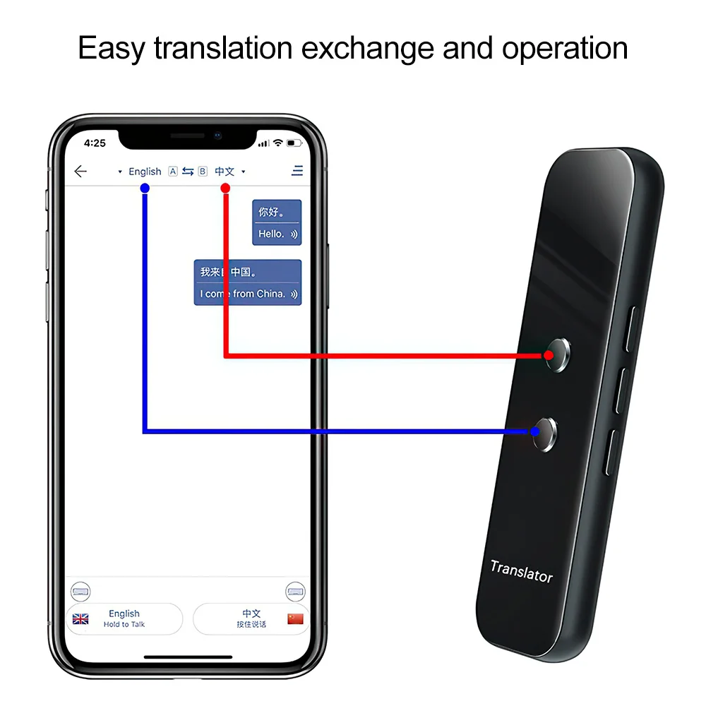 Mini Smart Translator Portable Two-Way Real Time 130 Languages Wireless Speech Voice Translator Device for Study Travel Business
