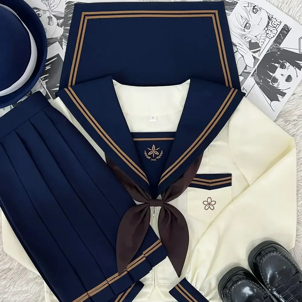 Japanese Schoolgirls School Uniform Dress Cosplay Costume Japan Anime Girl Lady Lolita Sailor Top Tie Pleated Skirt Outfit Women