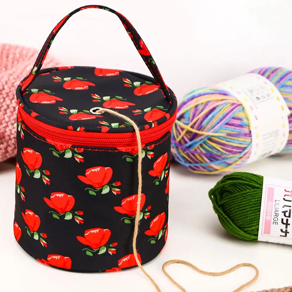 New Yarn Storage Tote Bag Small Empty Yarn Storage Bag Cashew Flower Knitting Tote Bag Portable Storage Crochet Hook Sewing Tool