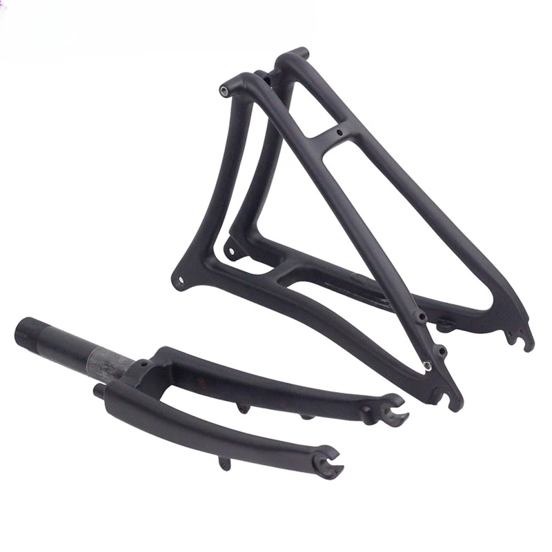 

Carbon fiber front and rear forks Small Buyingbu folding disc brake rear triangle 74/112mm lightweight
