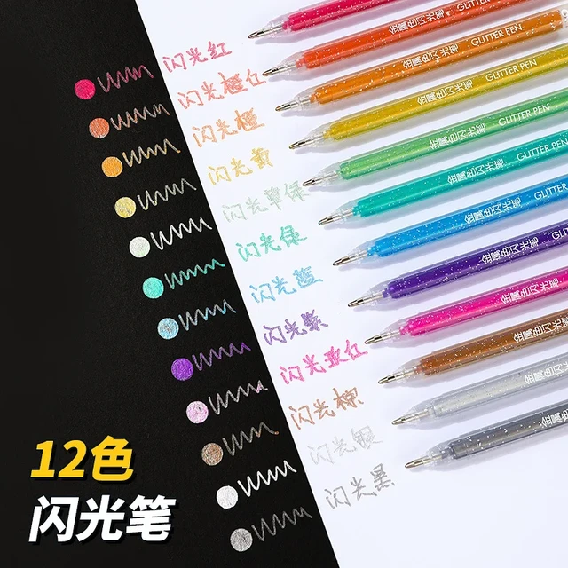 48 Colors Set DIY Gel Pens Highlighter Marker Pen Watercolor Pen Glitter Gel Pen for Adult Coloring Books Journals Drawing Doodling Art Markers