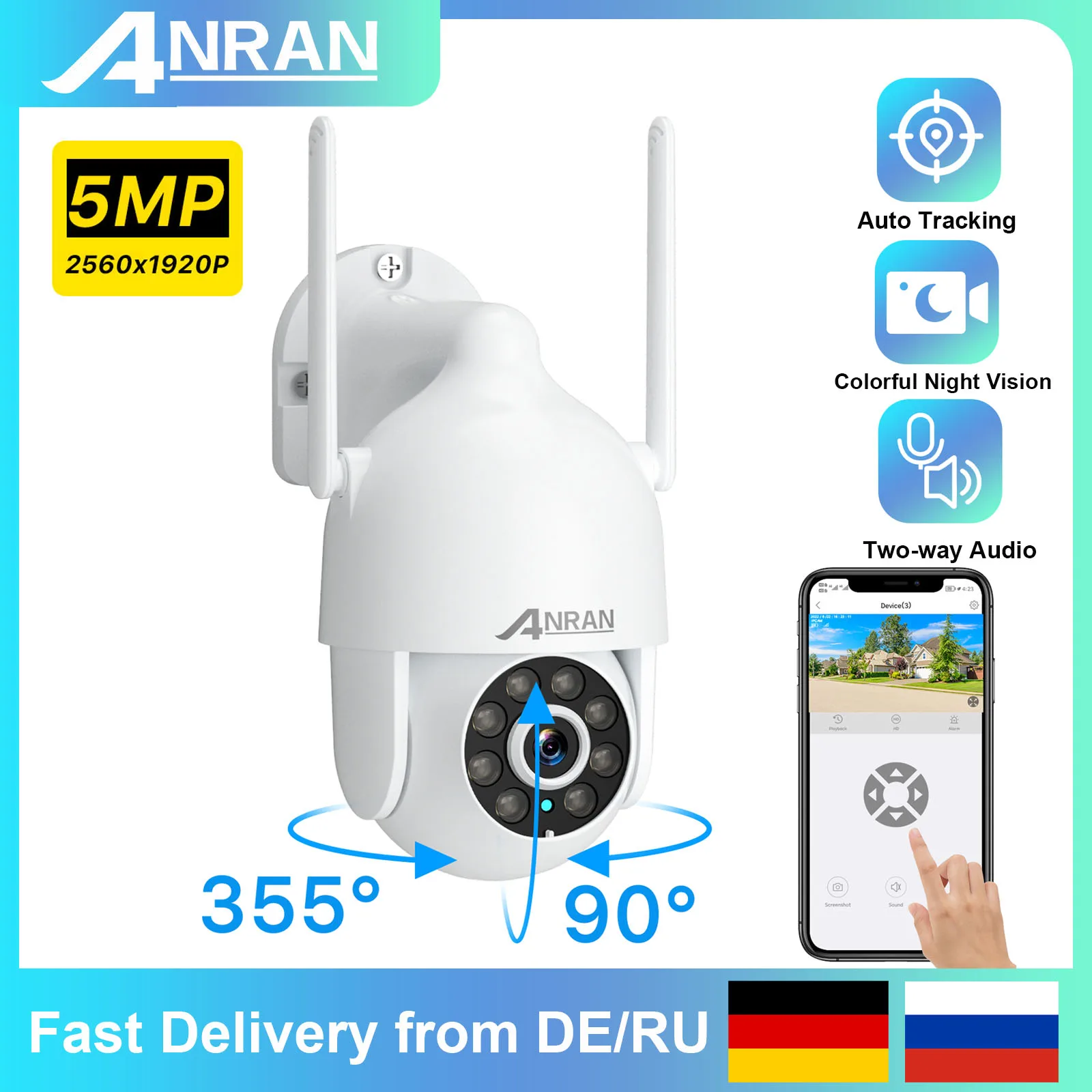 ANRAN2MP5MPCamaraVigilanciaWifiSecurityProtection2KWIFICamera