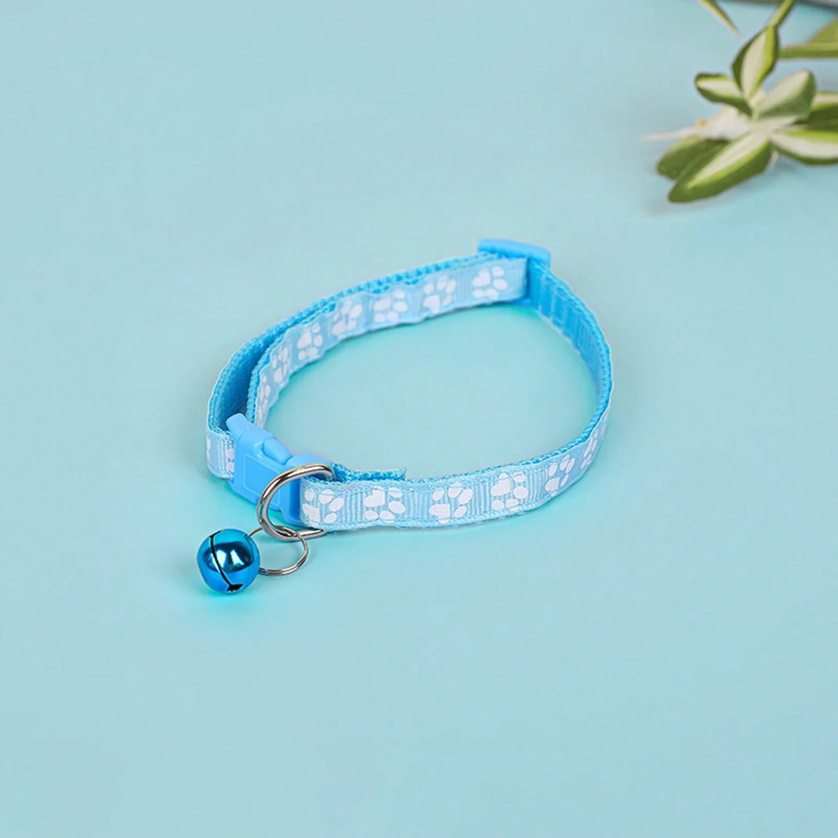 1pc-Pet collar and leash, cute paw pattern cat dog collar with bell for walking the dog