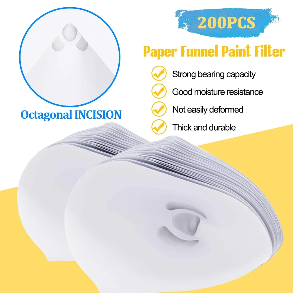 200 Pcs Filters Purifying Cup Micron Nylon Conical Paper 100 Mesh Paint Strainers nylon mesh Uniform filtration For Car paint