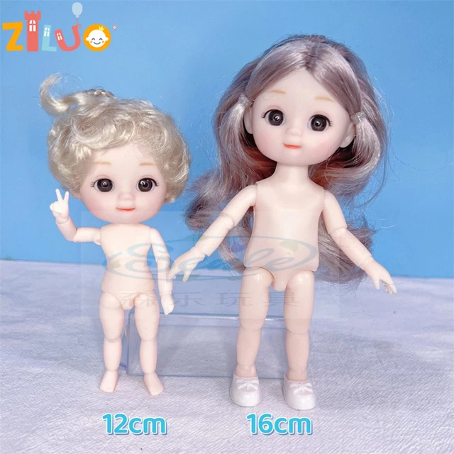 New OB11 Doll Body 13 Joints Cute Face 3D Brown Big-eyed 12CM Naked Dolls with Shoes Children Girls DIY Toy Gift 1/12 Munecas 1