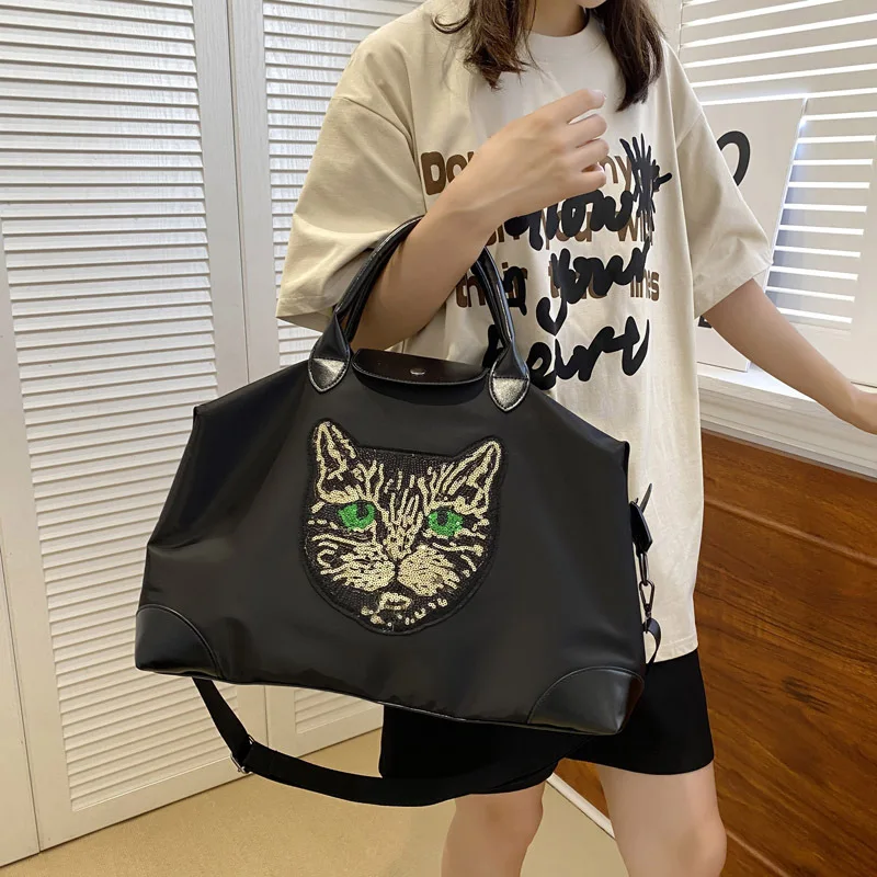 2024 New Embroidered Large Capacity Travel Women Travel Bags Women Cute Shoulder Handbag Bento Luggage Bag Men's Fitness Bag